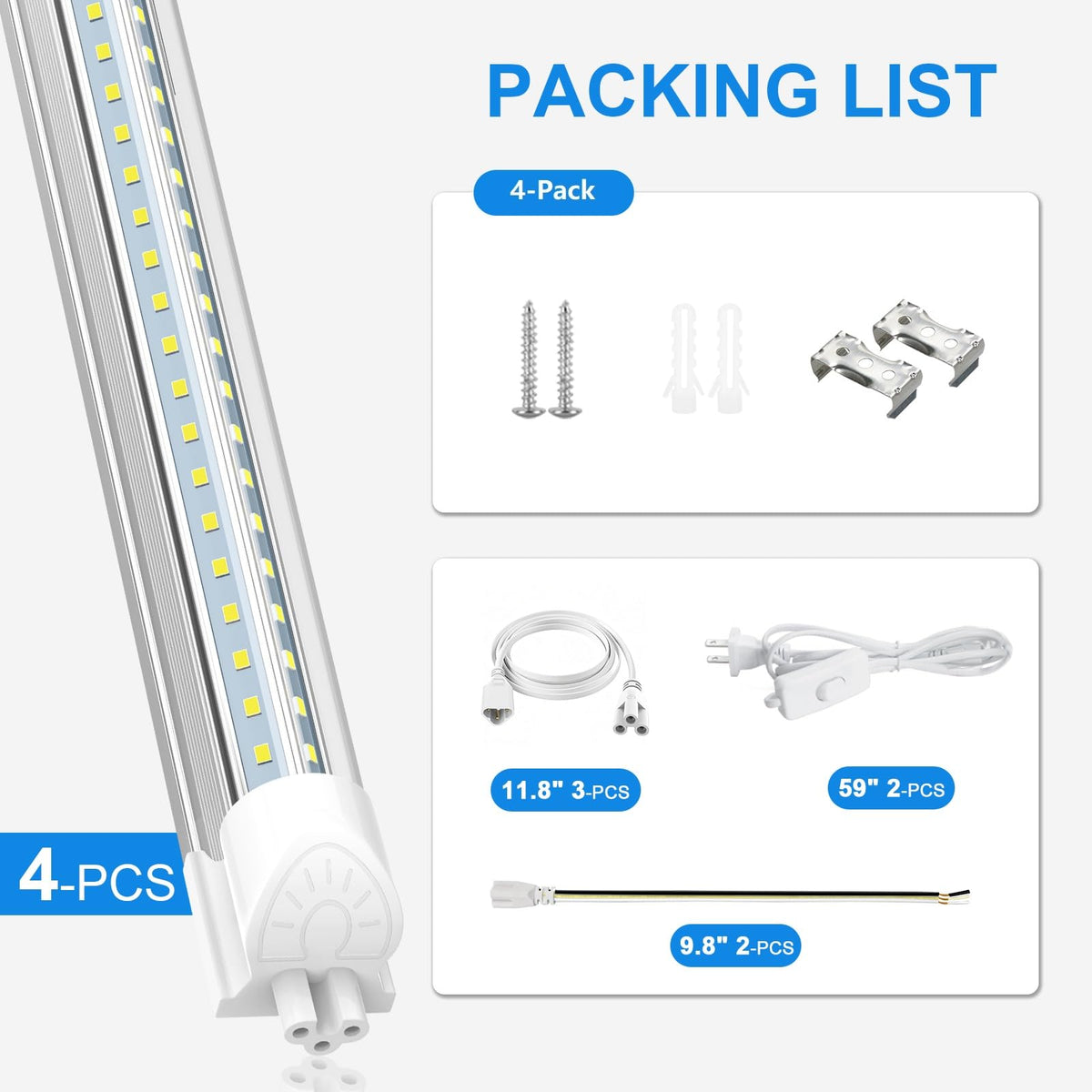 2FT 22W 3300LM 6000K Cool White Linkable LED Shop Lights I10775