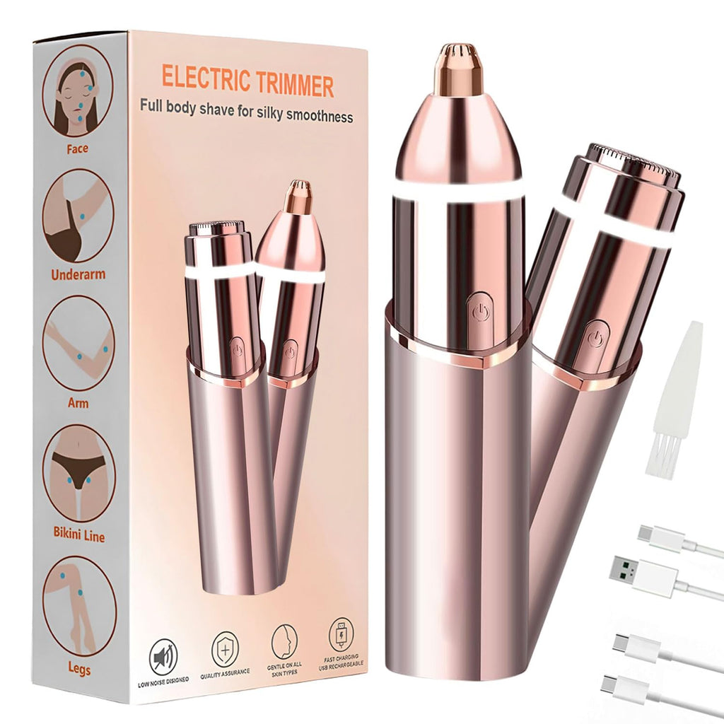 2 in1 Rechargeable Facial Hair Removal & Eyebrow Shaver with LED Light I23728