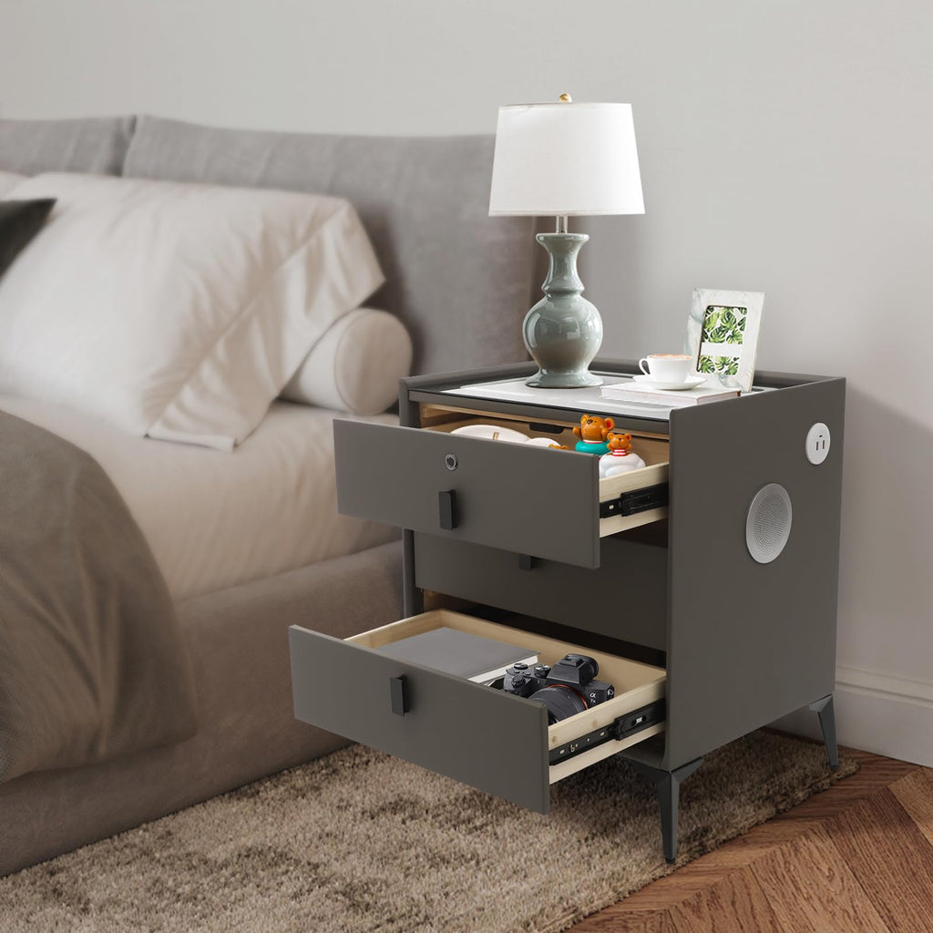 Solid Wood Nightstand with 3 Drawers H61598