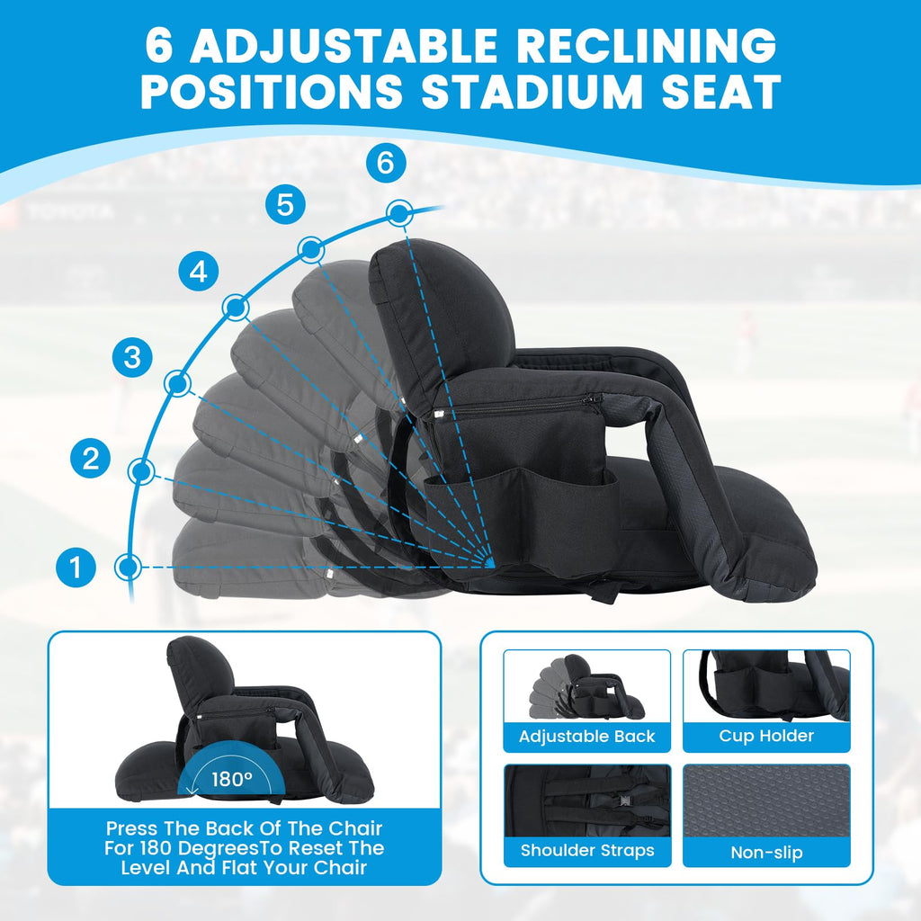 4.7" Extra Thick Stadium Seats for Bleachers with Back Support U86654