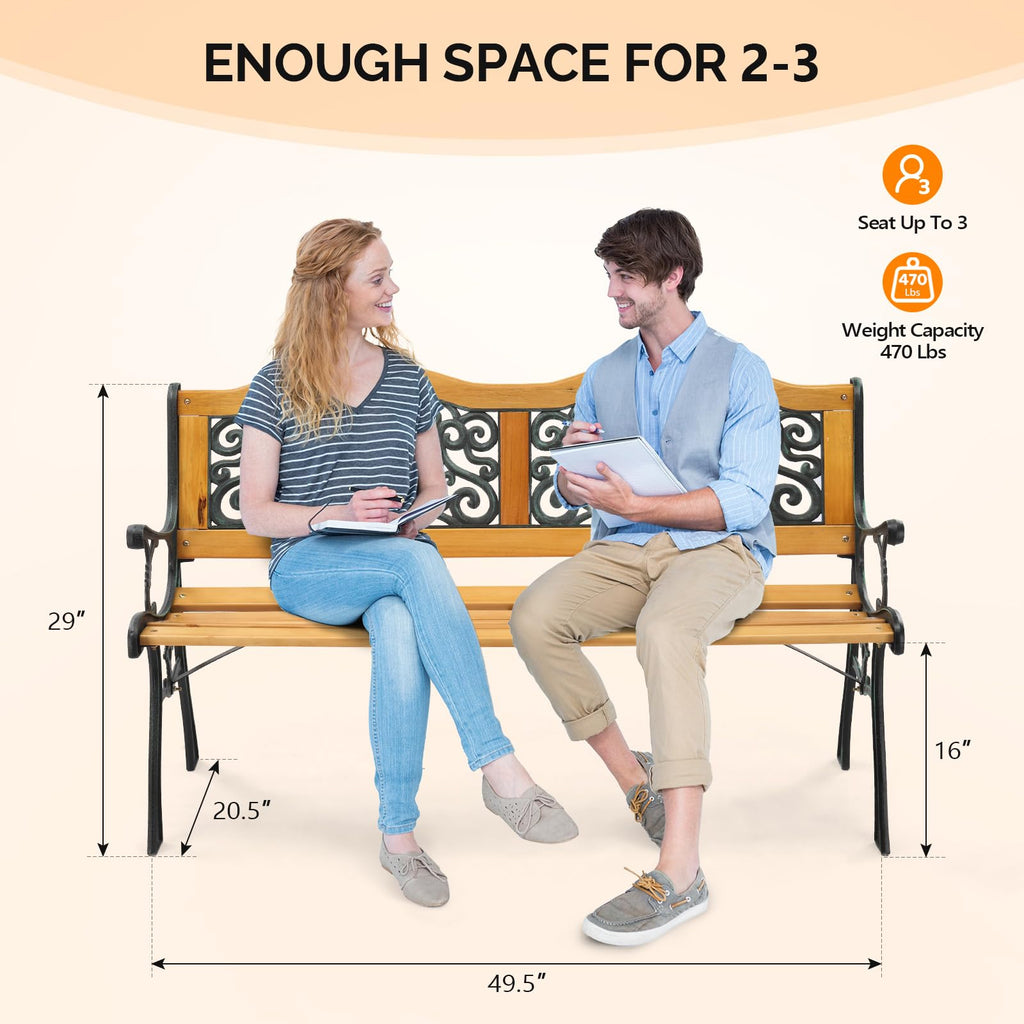 Cast Iron Teak Outdoor Bench 3-Seater Y162