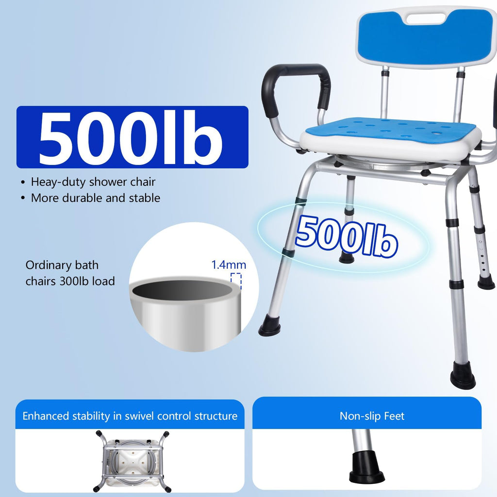 Swivel Shower Chair 500lbs Heavy Duty Adjustable M9893