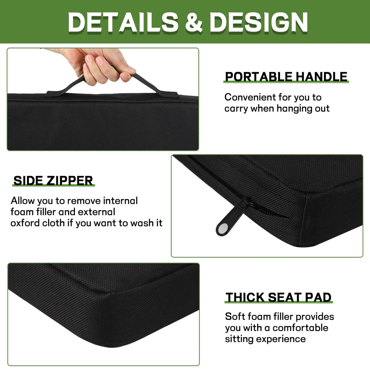 4 Pack Waterproof Oxford Fabric Bleacher Seat Cushions S787