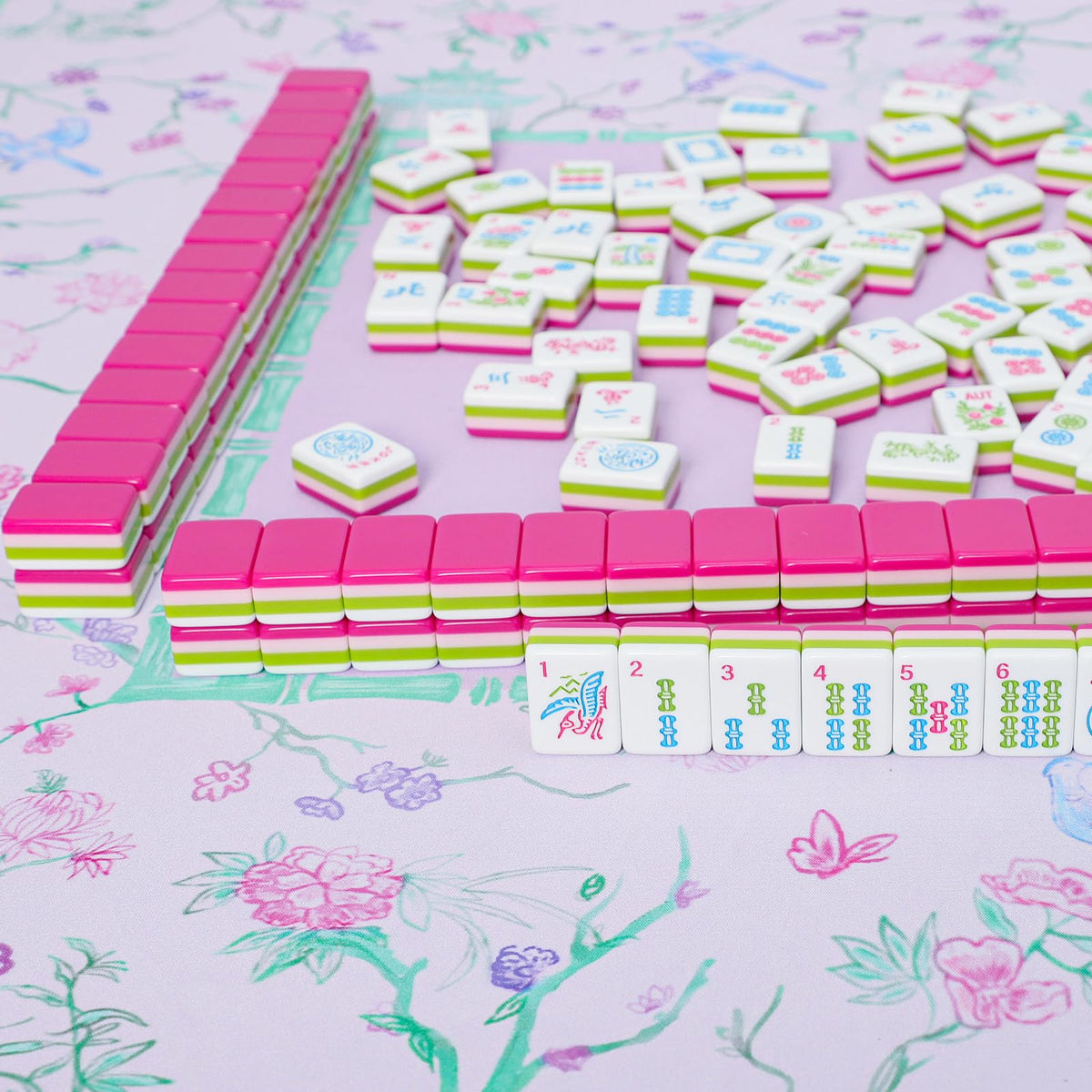 166 Acrylic Engraved Mahjong Tile Set with Carrying Bag R181008