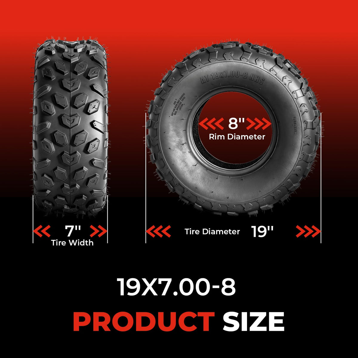 19x7-8 UTV ATV Tires Set of 4 Y62697