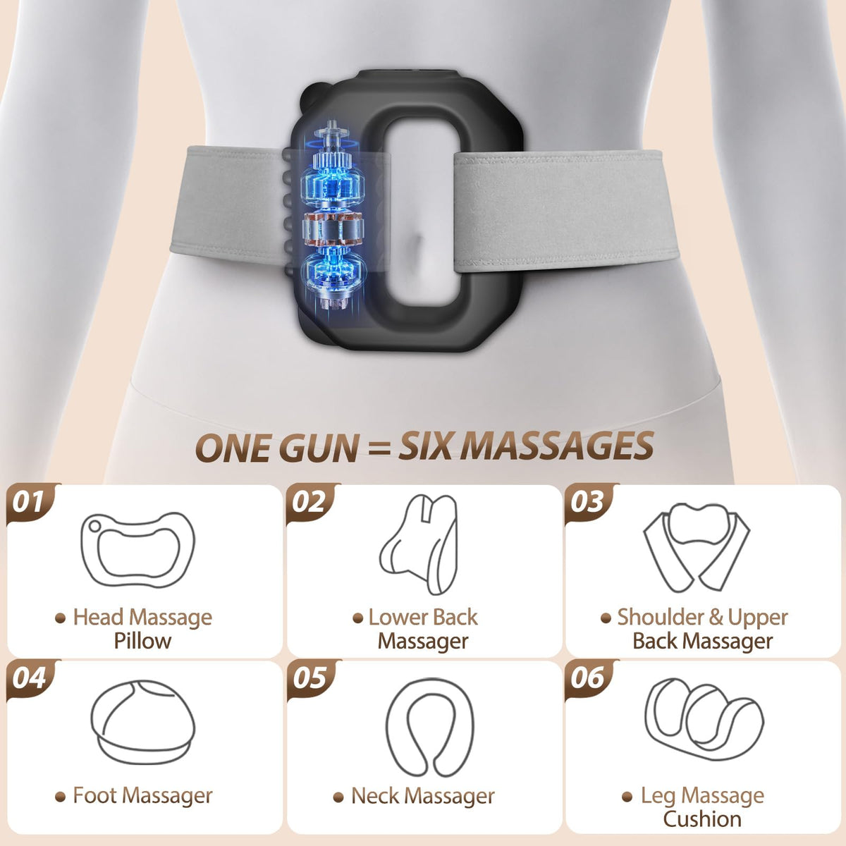 Adjustable Portable Cordless Full-Body Massager with Belt W923294