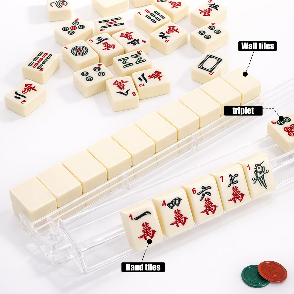 Set of 4 Clear Mahjong Racks with Pushers V828