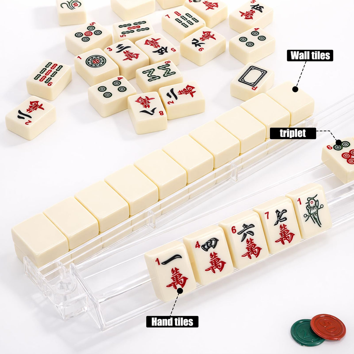 Set of 4 Clear Mahjong Racks with Pushers V828