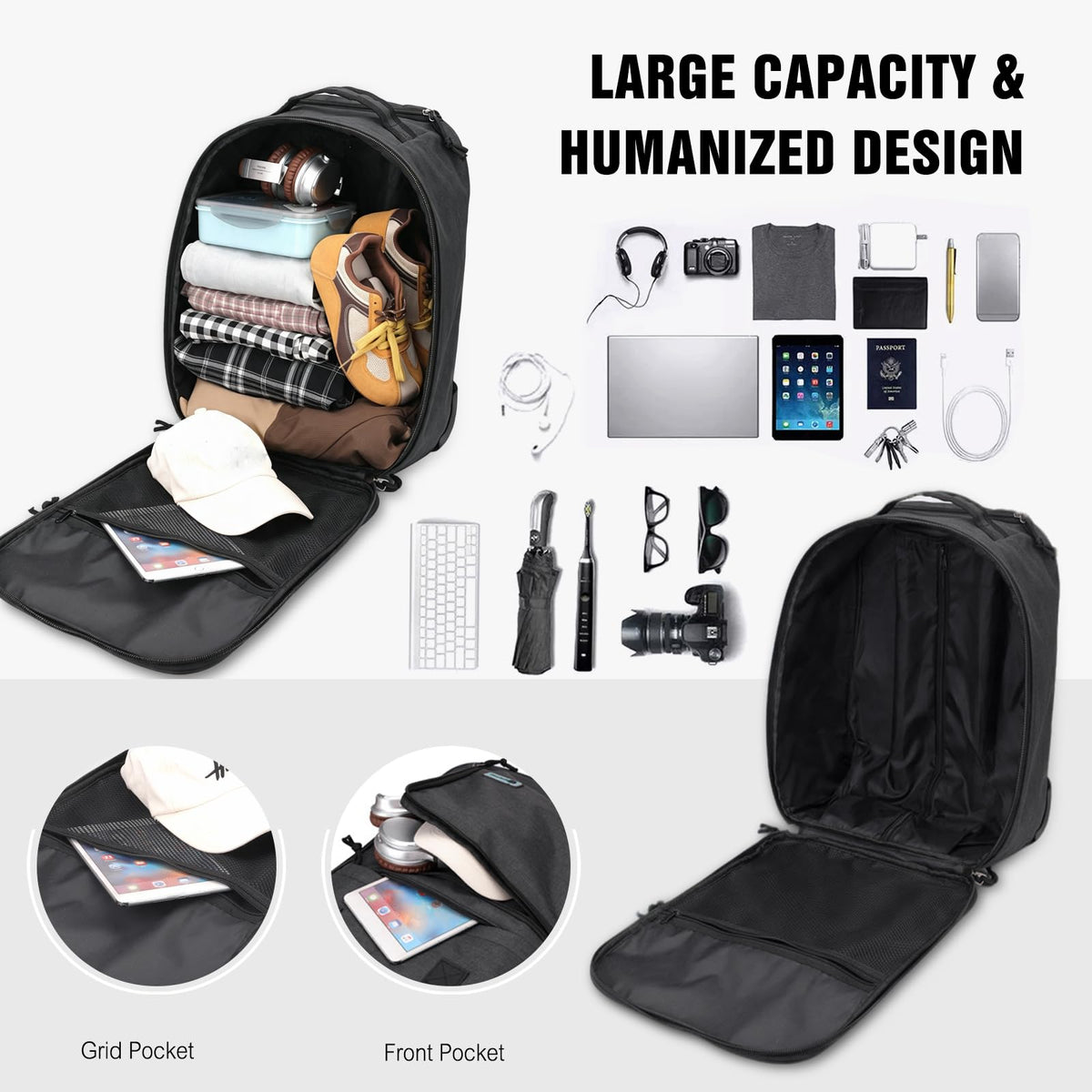 Rolling Laptop Backpack with Wheels 15.6 Inch V853