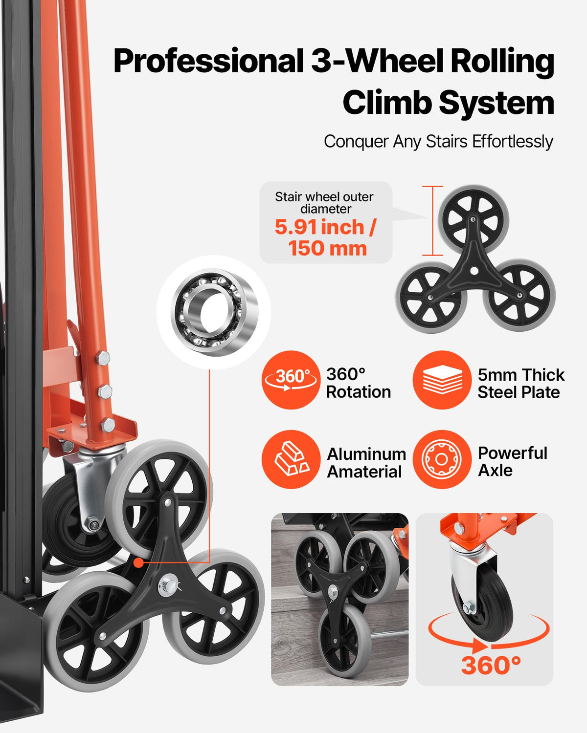 3 in 1 Convertible Stair Climbing Cart 770 lbs Folding Hand Truck Dolly F38229