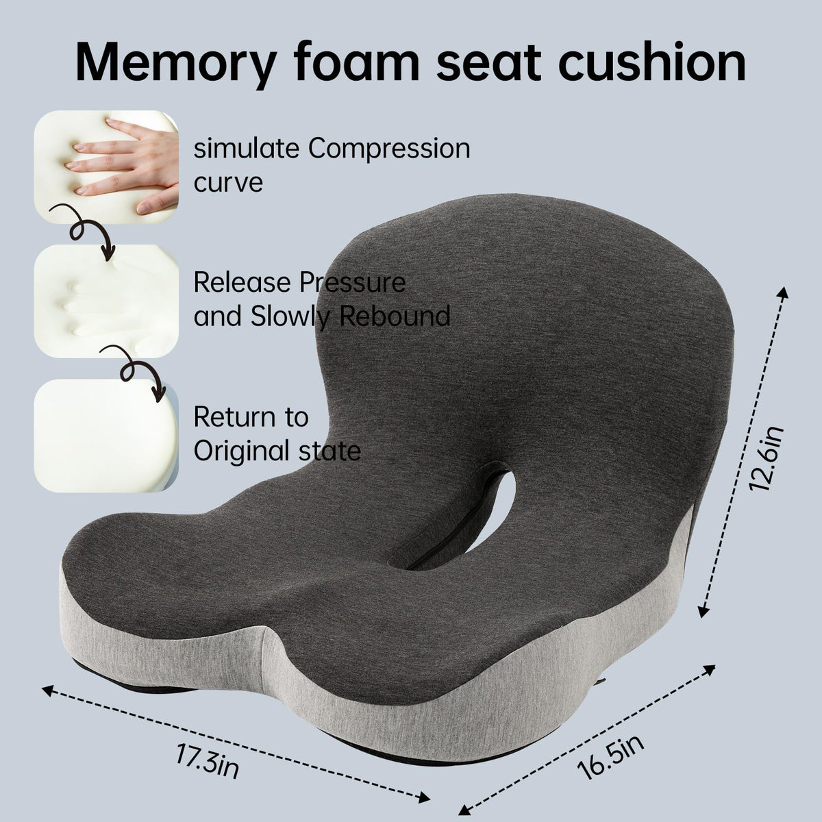 L-Shaped Memory Foam Seat Cushion with Back Support S5360
