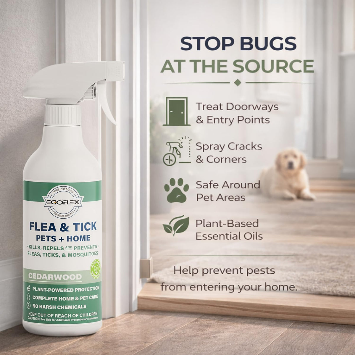 Plant-Based Flea Spray with Cedarwood Scent 16 Oz D329832