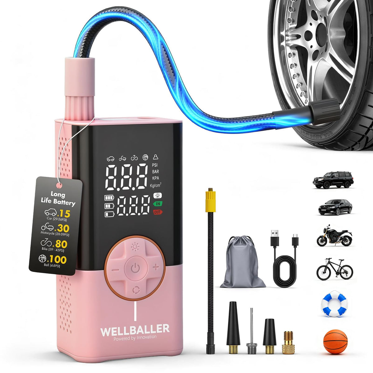 Portable Air Compressor with Digital Pressure Gauge D388