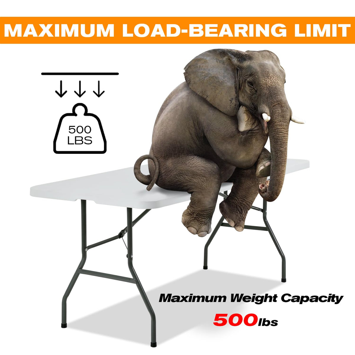 White 6 ft Folding Portable Table 500 lbs Capacity E45062
