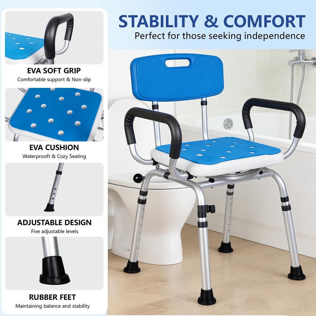 Swivel Shower Chair 500lbs Heavy Duty Adjustable M9893