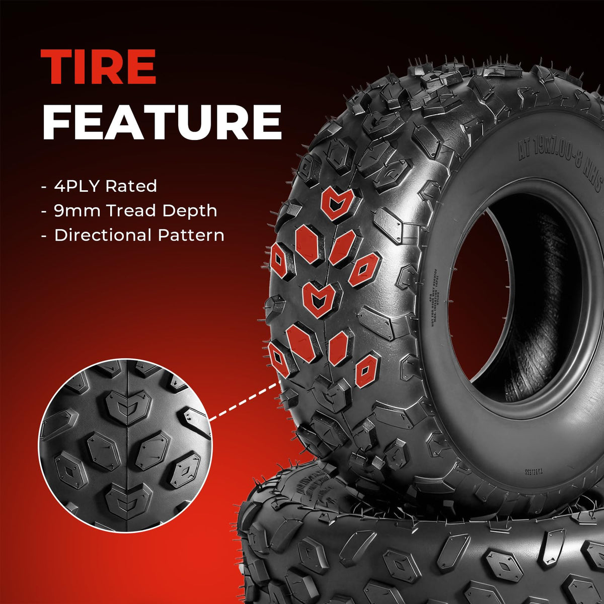19x7-8 UTV ATV Tires Set of 4 Y62697