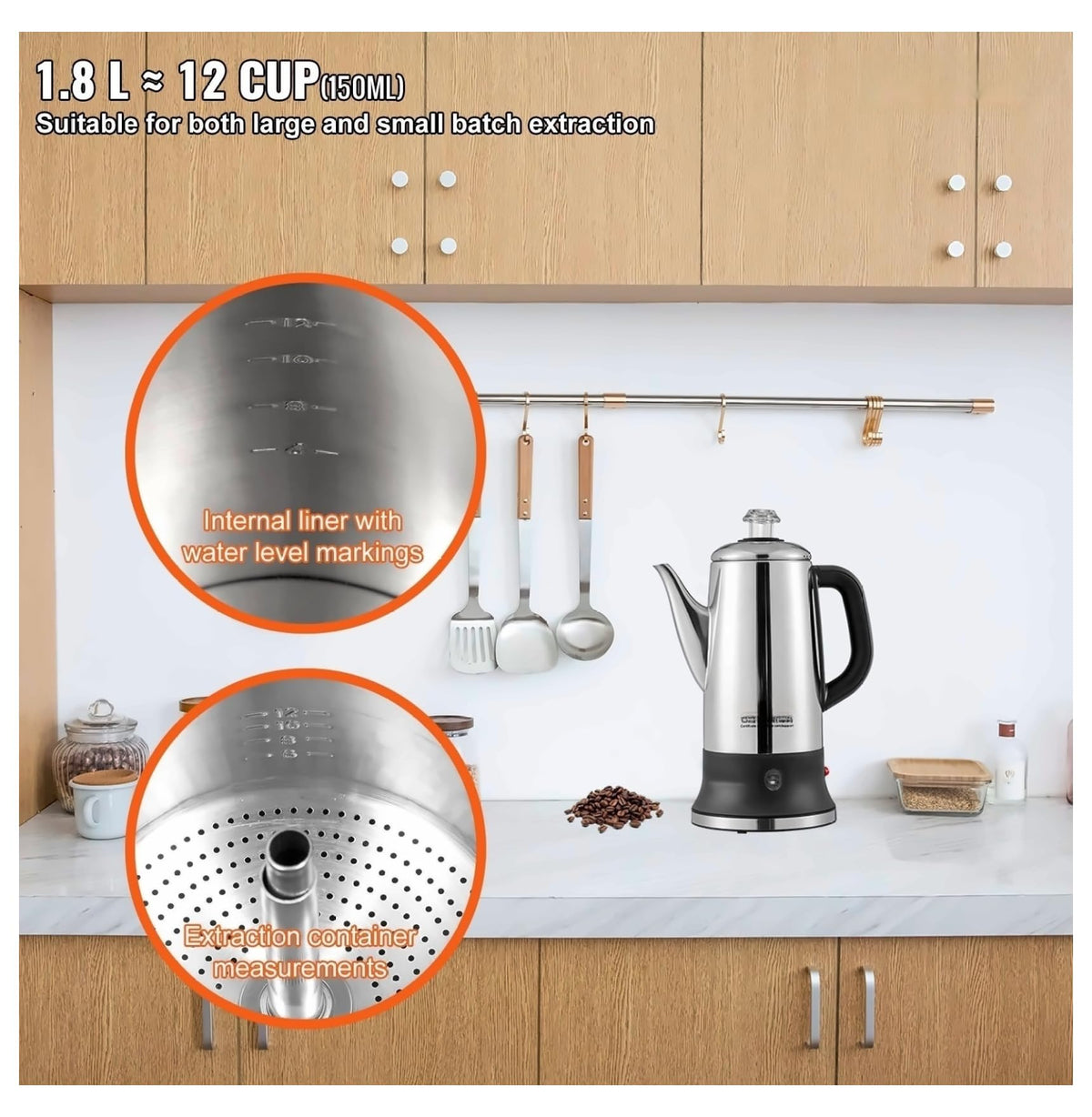 12-Cup Stainless Steel Electric Percolator Coffee Pot J304677