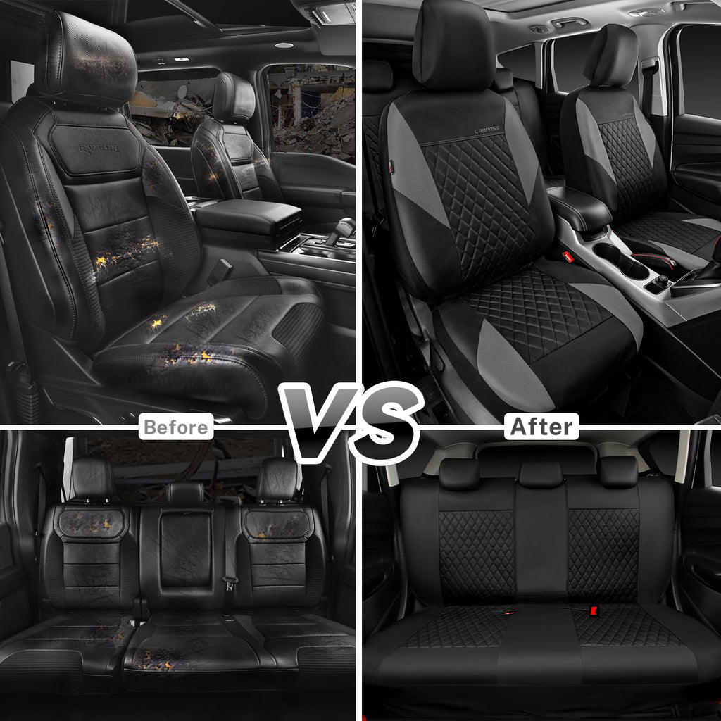 Gray Quilting Leather Full Set Car Seat Covers T419351