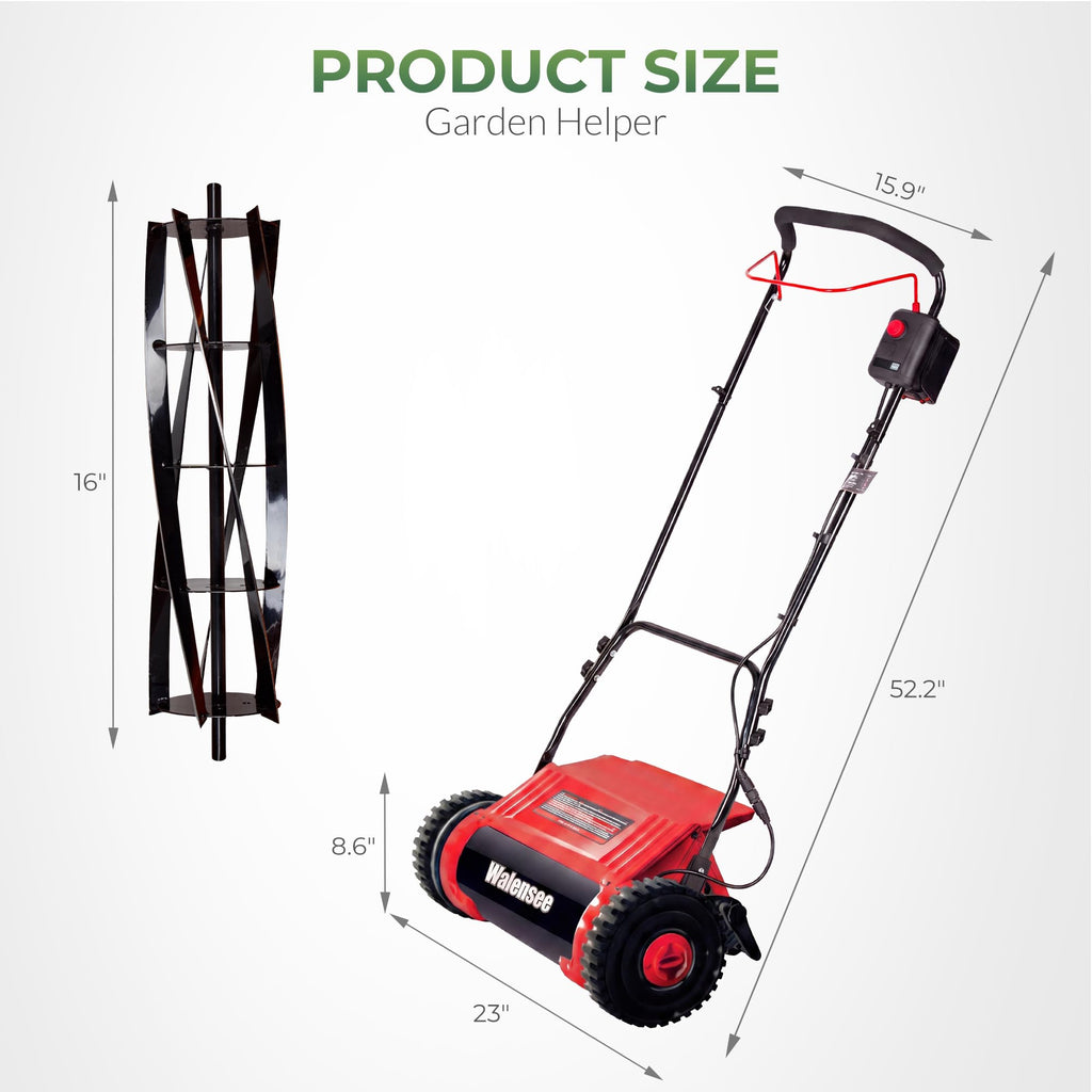 16-Inch Cordless Electric Reel Lawn Mower with 2 Batteries D930646