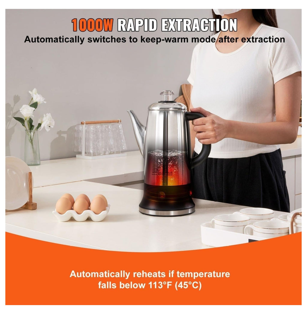 12-Cup Stainless Steel Electric Percolator Coffee Pot J304677