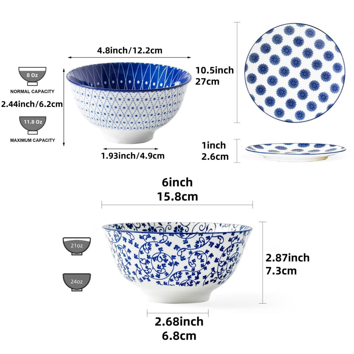 18 Pieces Ceramic Dinnerware Set Service for 6 K857832