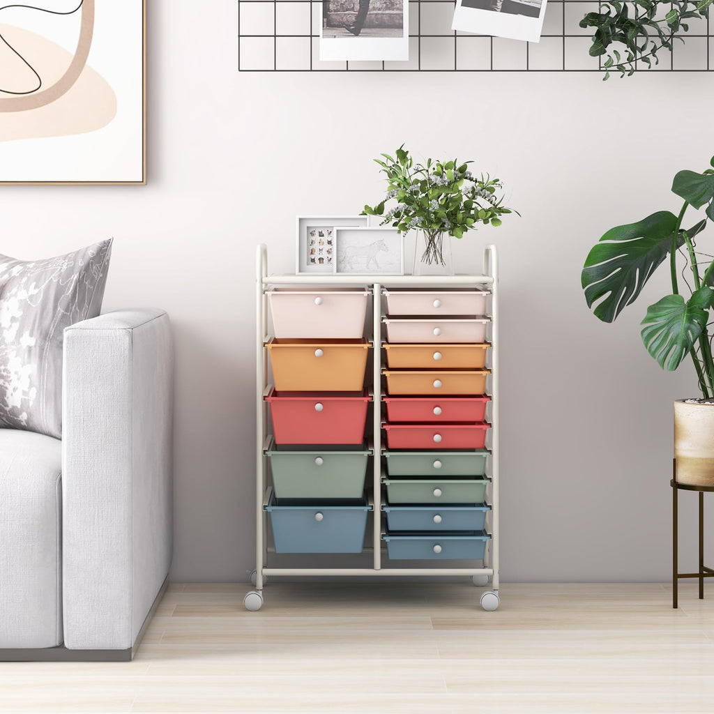 15 Drawer Rolling Storage Cart with Removable Drawers W106292