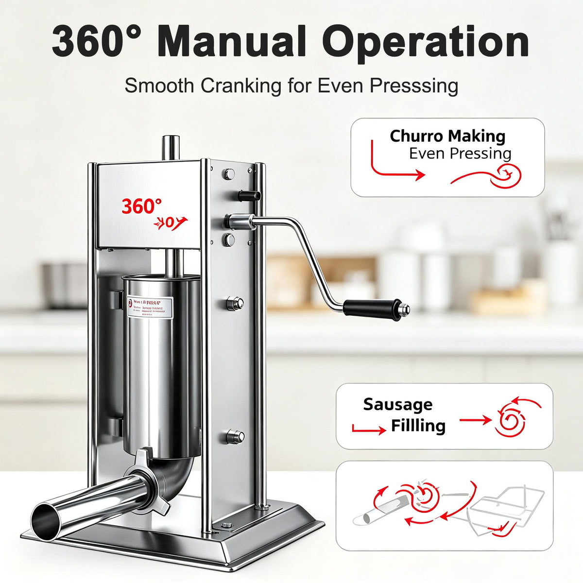 Vertical Manual Churro Extruder with 6-Shape Nozzle Kit V24653