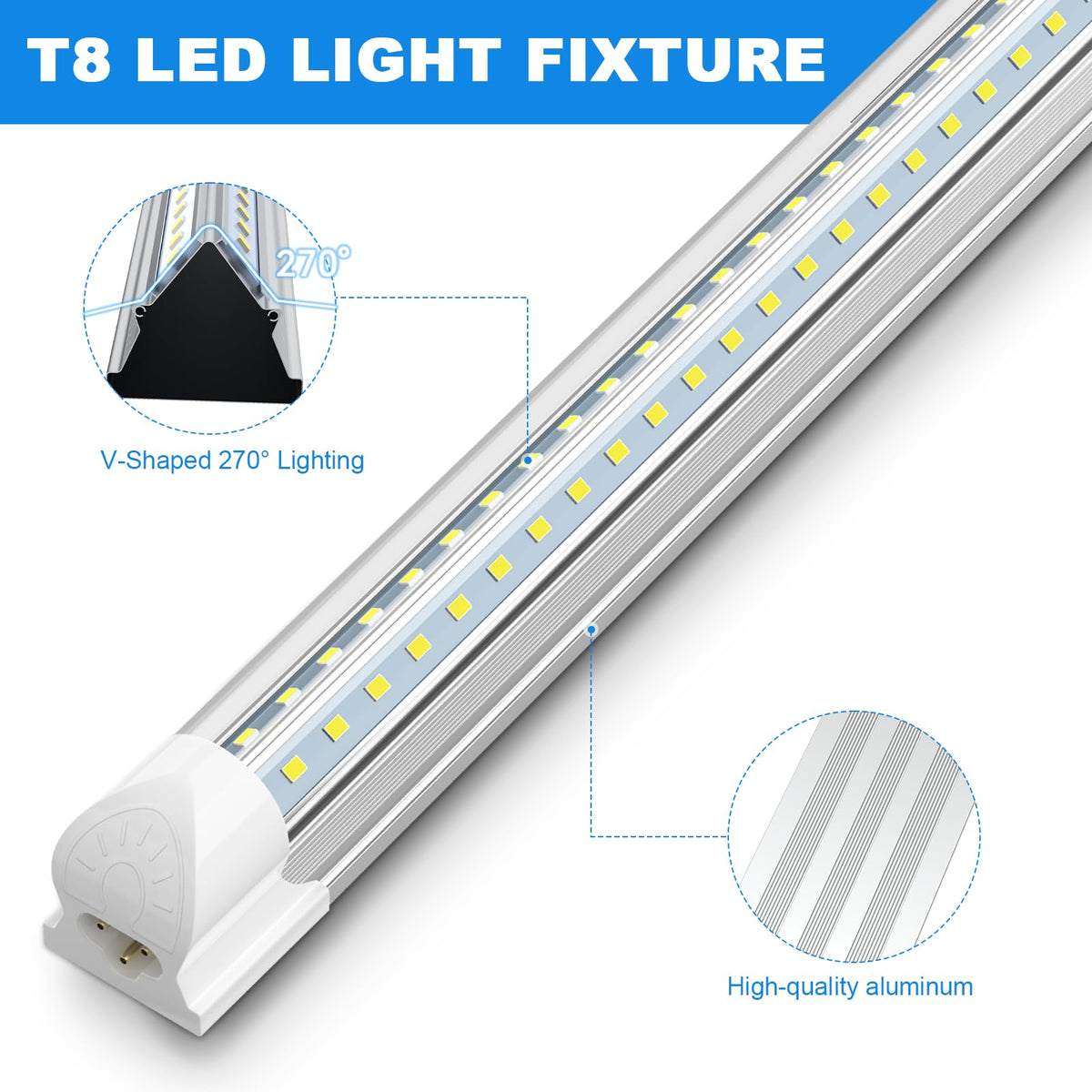 2FT 22W 3300LM 6000K Cool White Linkable LED Shop Lights I10775