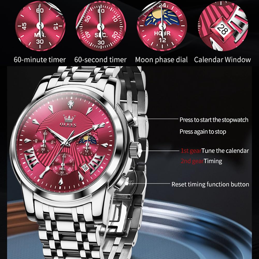 Mens Stainless Steel Analog Quartz Waterproof Watch P381483