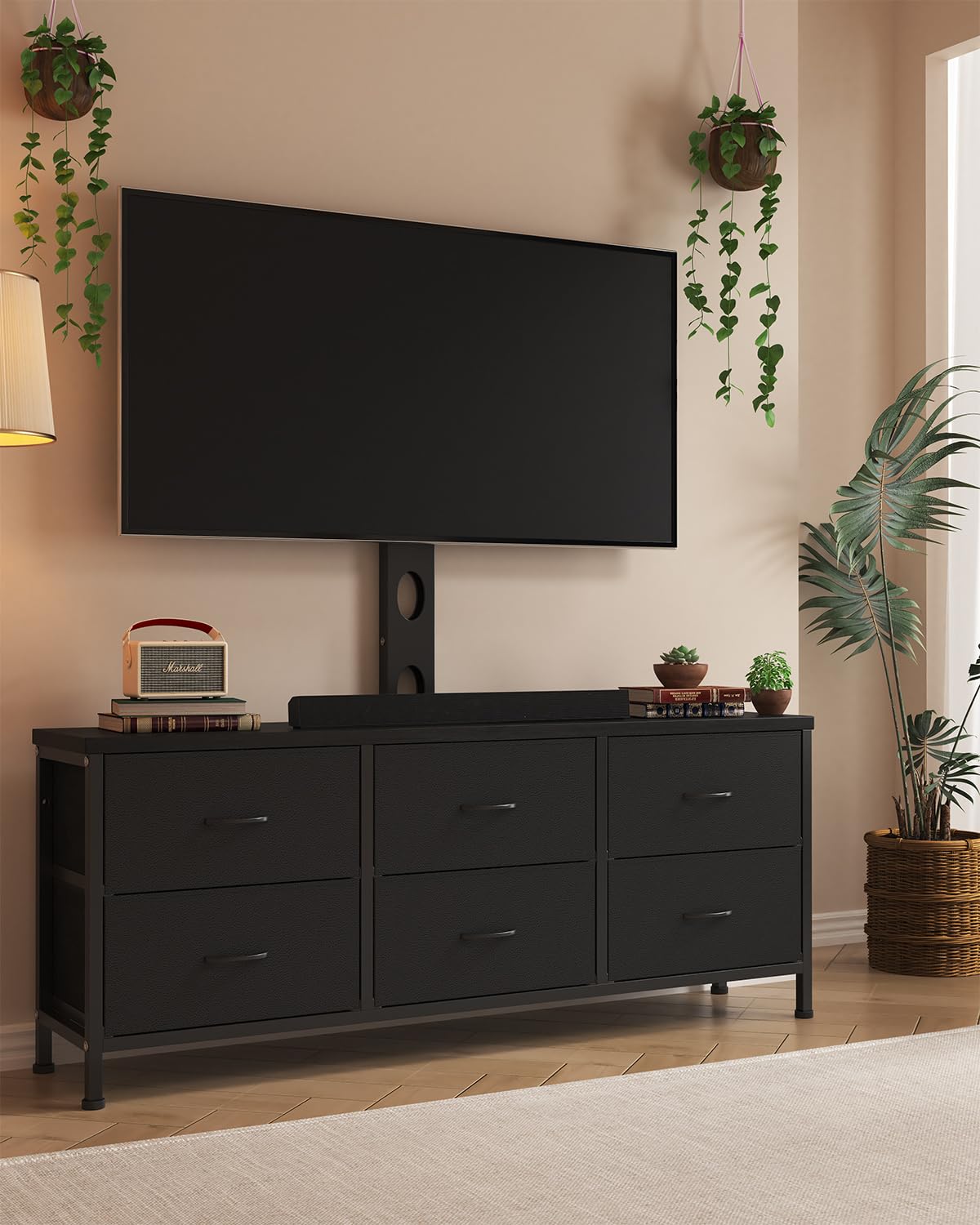 Black 6 Drawer TV Stand with Mount X161703