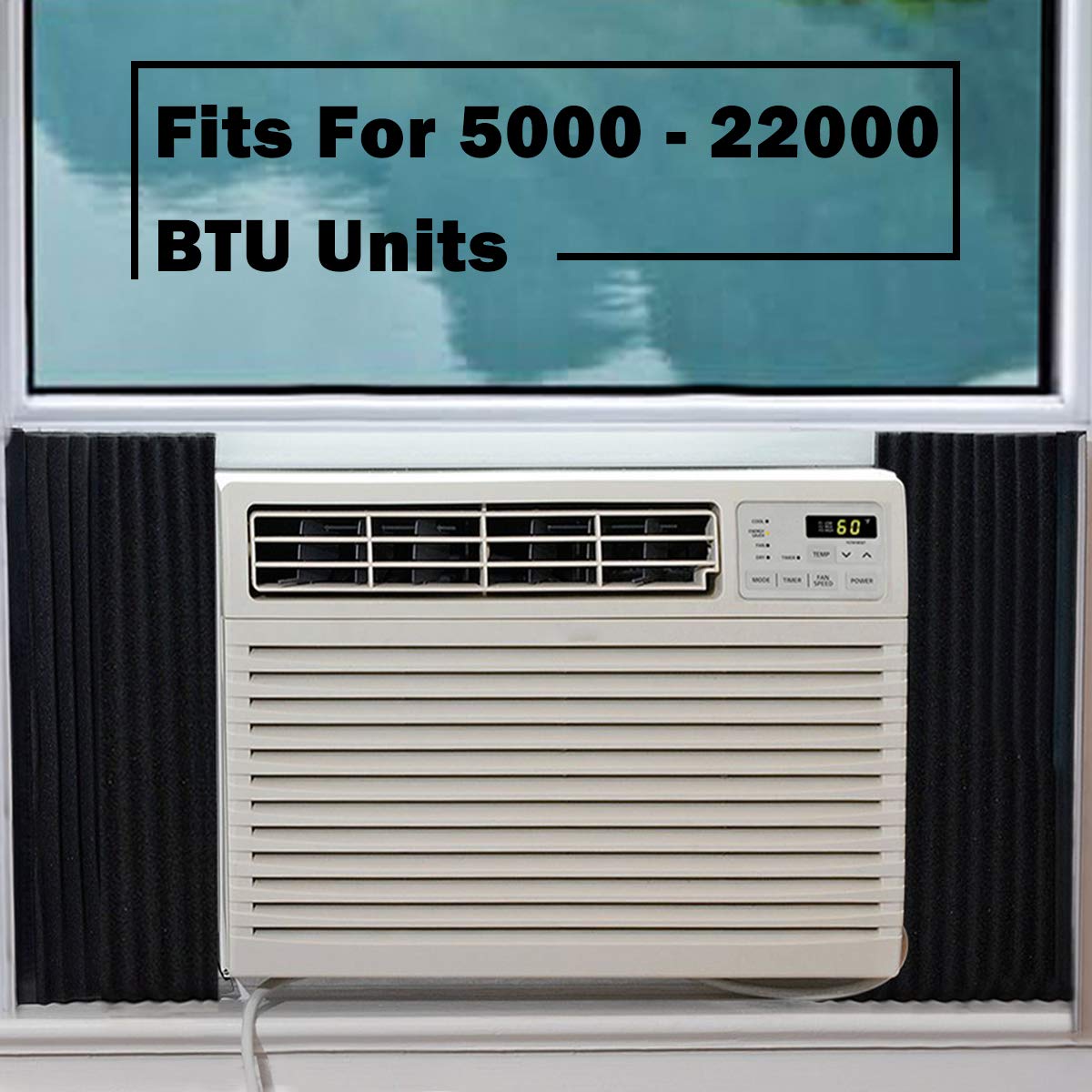 Window Air Conditioner Foam Insulation Panels, 2 Pack, Black, 17in High x 9in Wide E4235