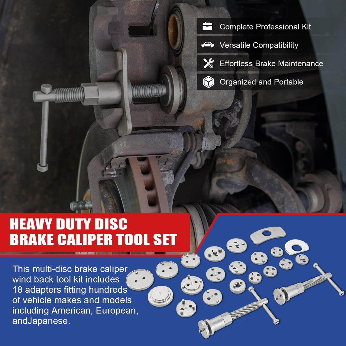 Heavy Duty Disc Brake Caliper Tool Set E1626