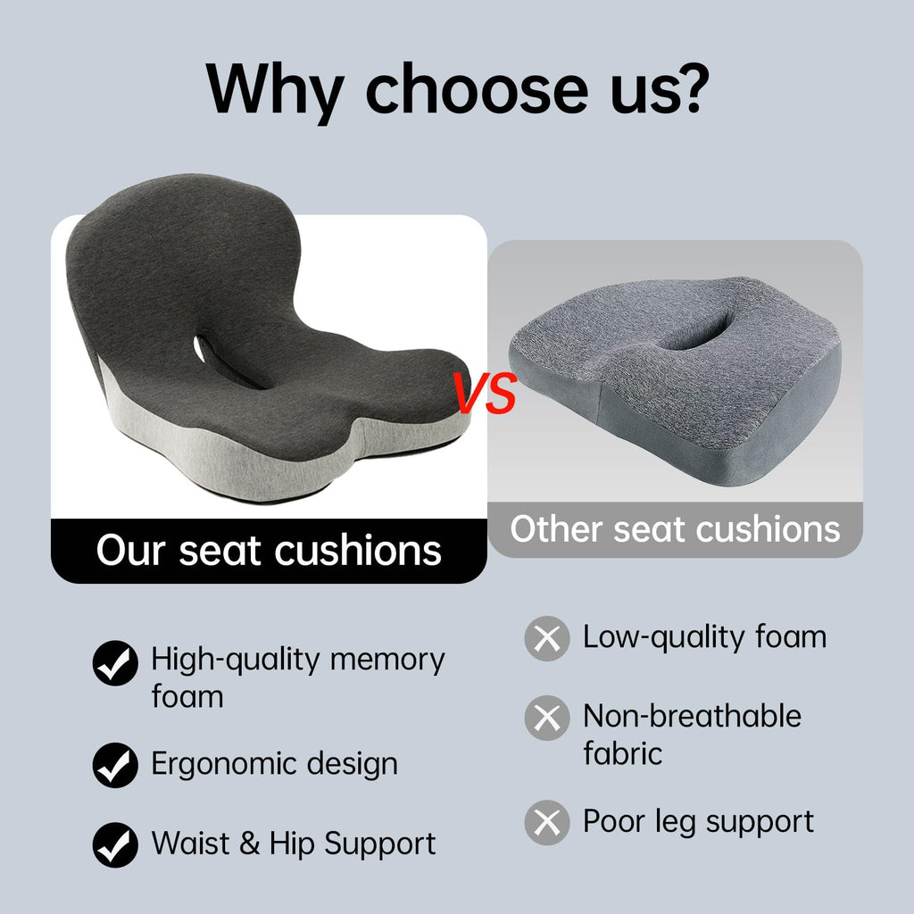 L-Shaped Memory Foam Seat Cushion with Back Support S5360