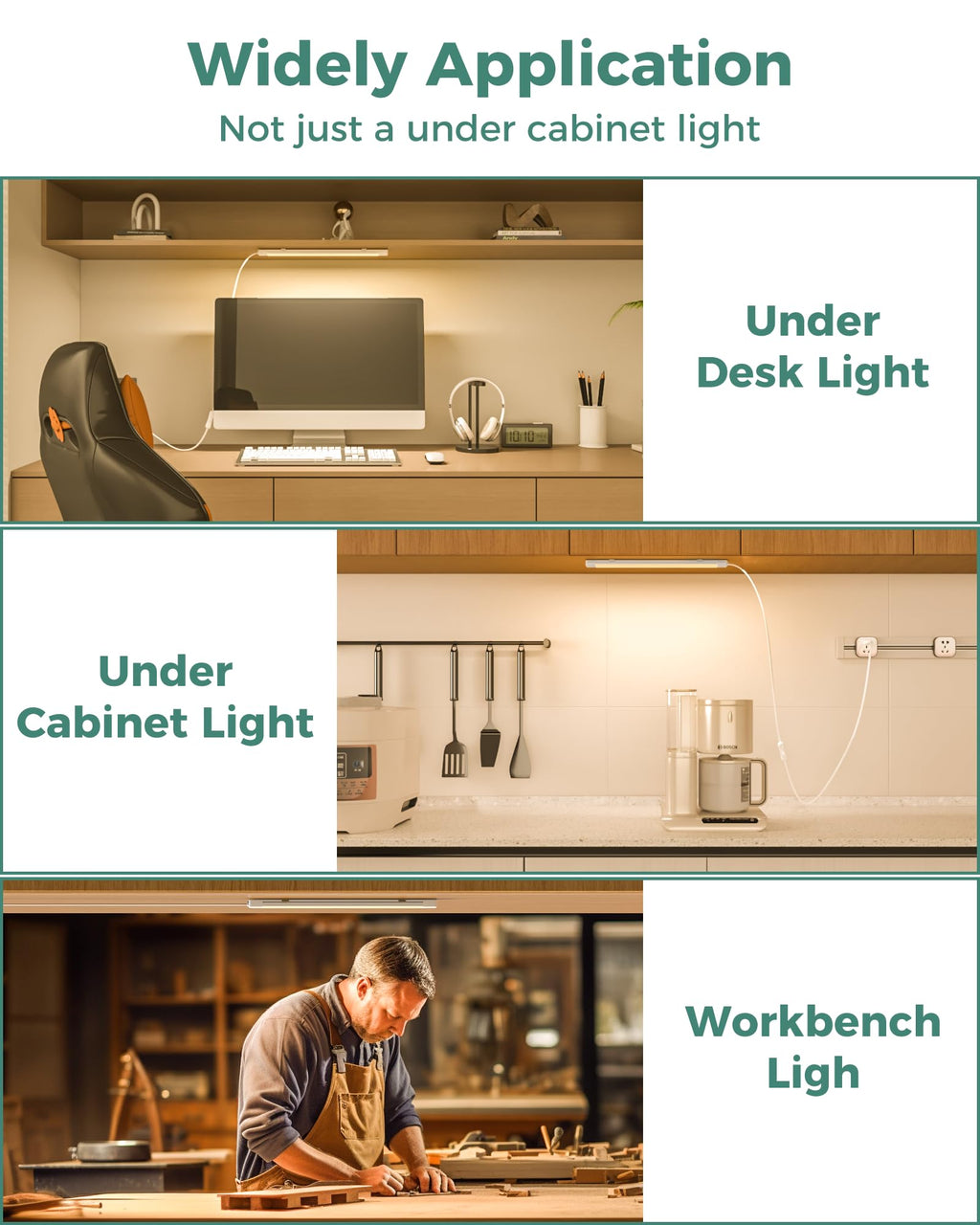 16" Under Cabinet LED Lights Plug in Workbench Light 700LM 2700K L40405