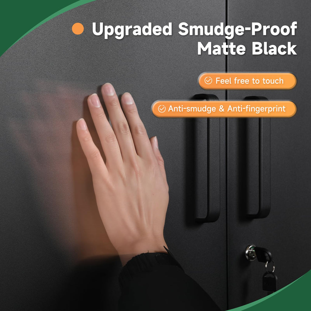 Metal Garage Storage Cabinets with Lock, 72 Tall Steel Lockers, 5 Adjustable Shelves, Black V1871