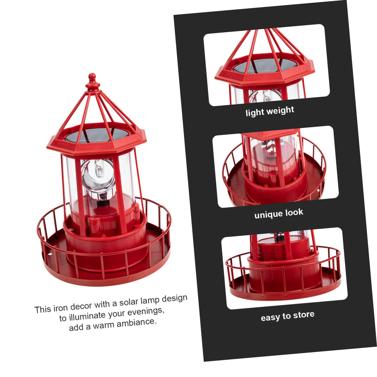 Solar Powered Rotating Lighthouse Garden Light C940