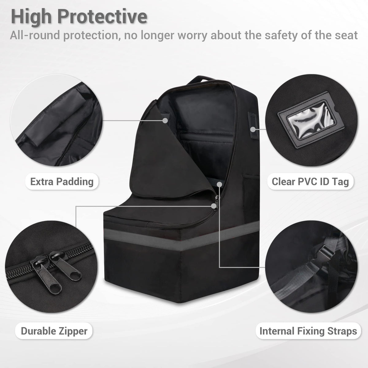 Padded Gray Car Seat Travel Bag X4707