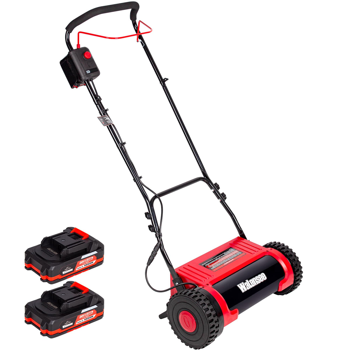 16-Inch Cordless Electric Reel Lawn Mower with 2 Batteries D930646