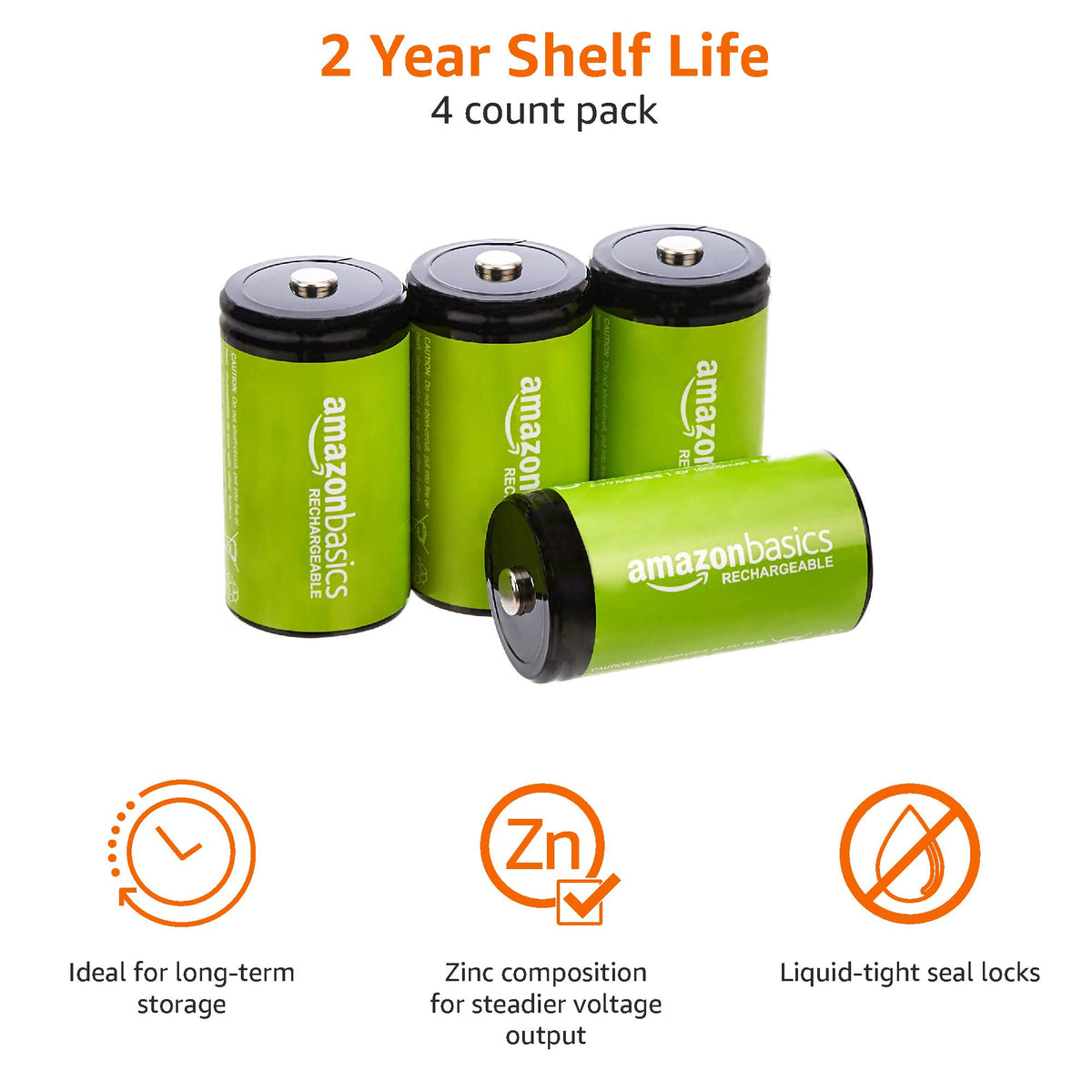 4-Pack Rechargeable D NiMH Batteries J4207