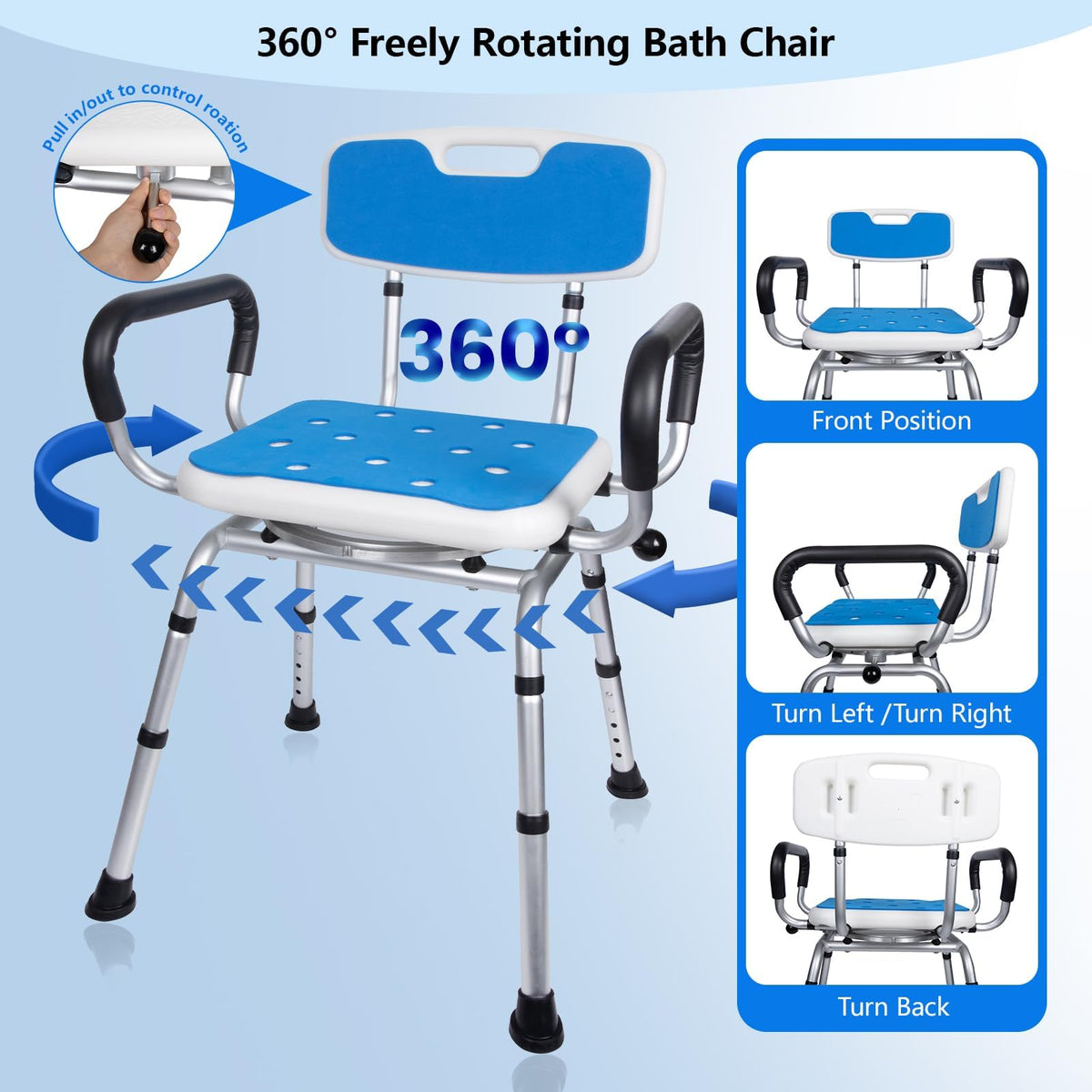 Swivel Shower Chair 500lbs Heavy Duty Adjustable M9893