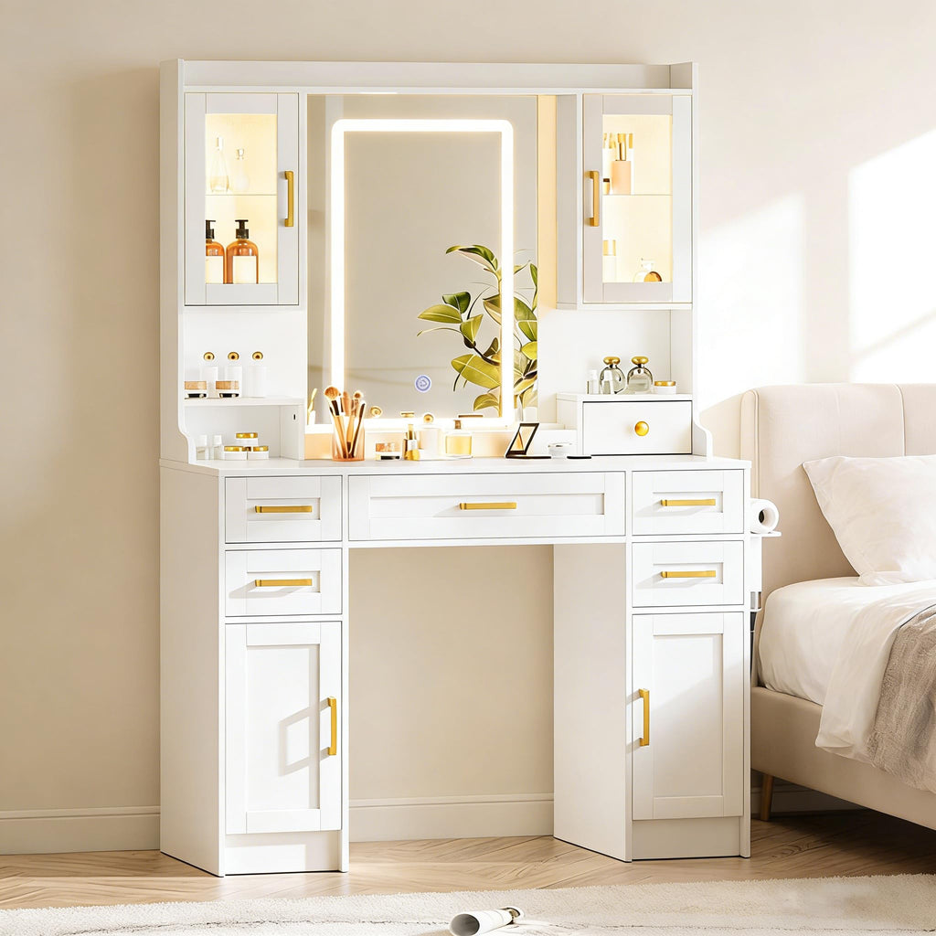 Vanity Desk with Mirror and LED Lights A4980