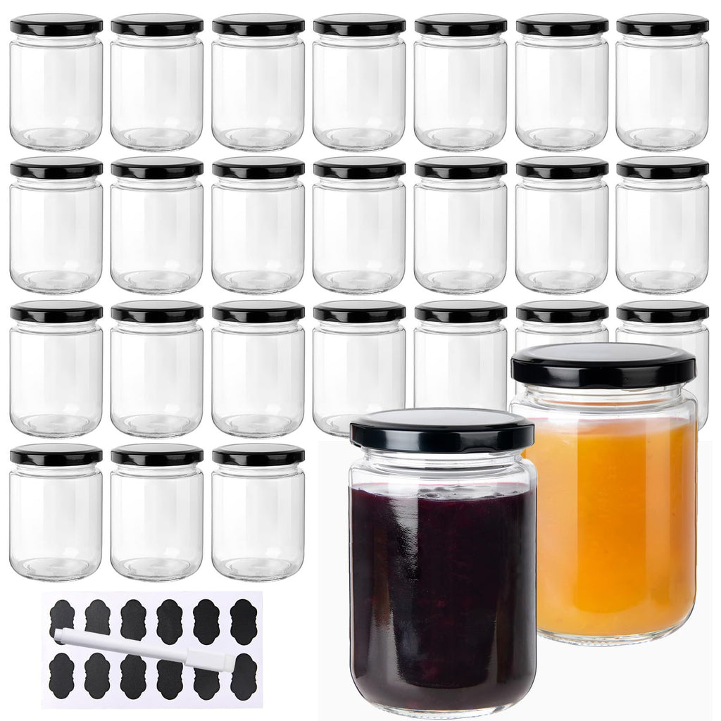 24Pack 12oz Clear Glass Jars with Lids E9015