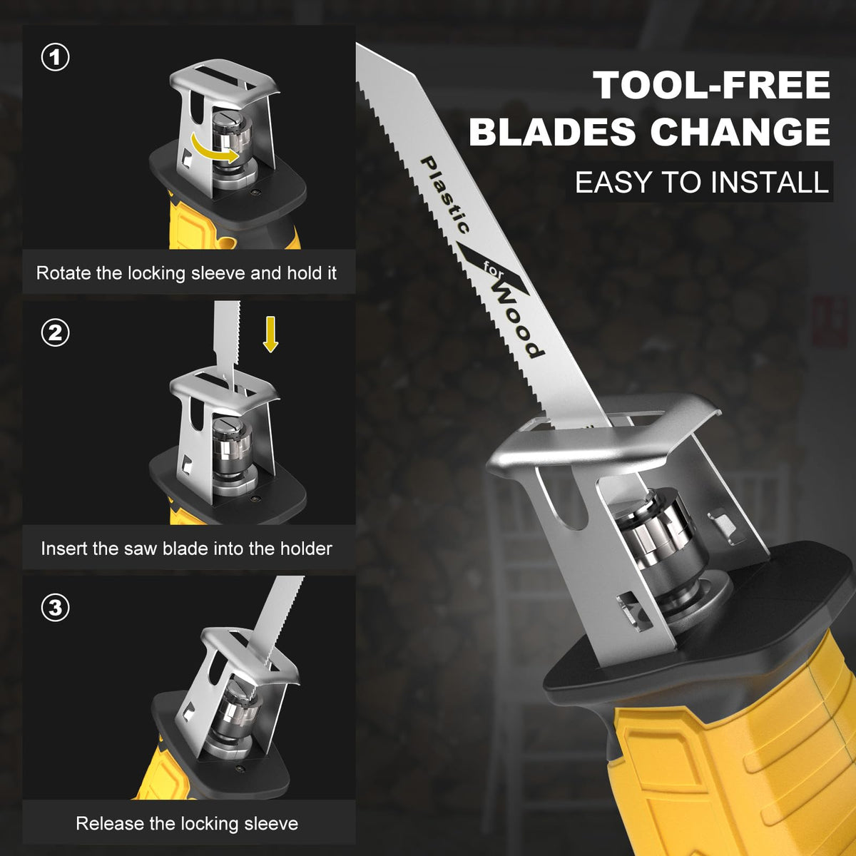 Cordless Reciprocating Saw 0-3500 SPM Variable Speed 4 Saw Blades L40933