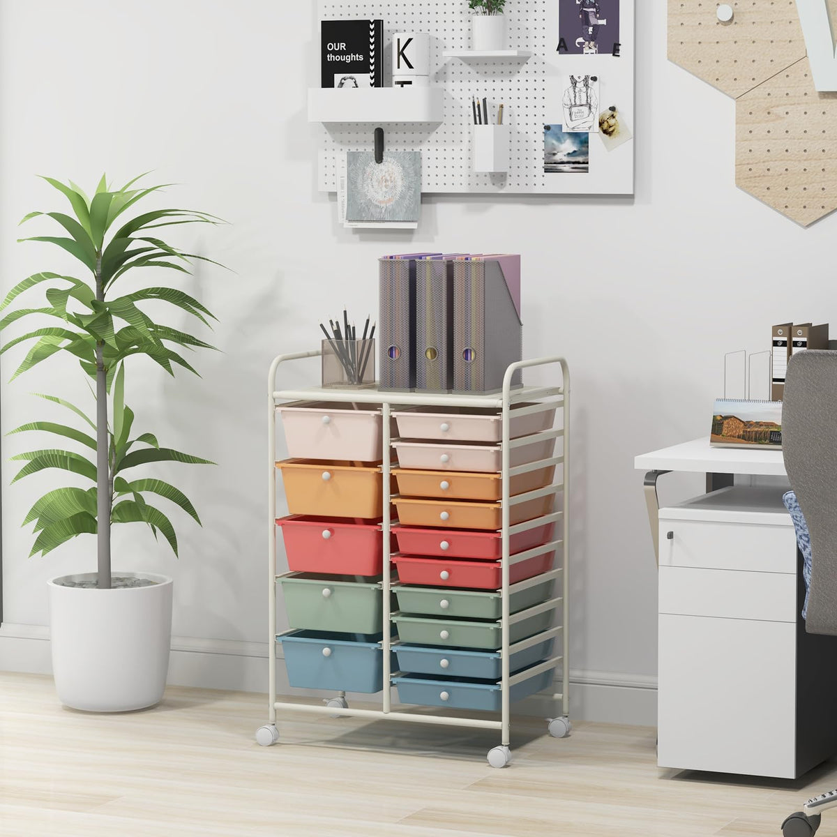 15 Drawer Rolling Storage Cart with Removable Drawers W106292