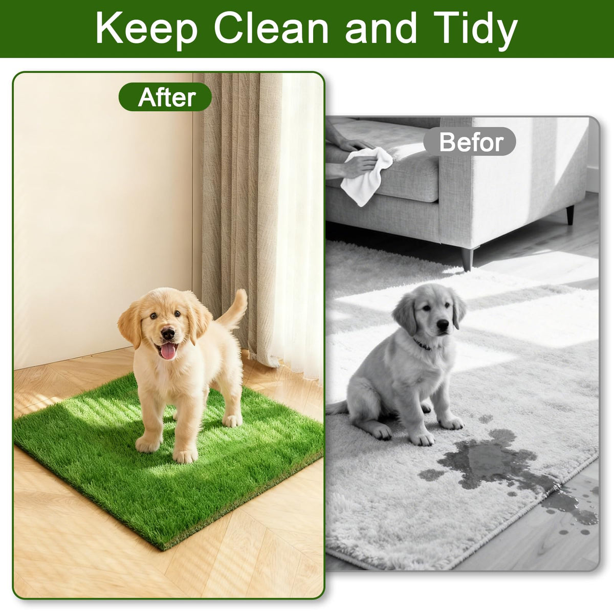 2 Pack 14 x 18 Inch Artificial Grass Dog Pee Pads H97326