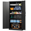 Metal Garage Storage Cabinets with Lock, 72 Tall Steel Lockers, 5 Adjustable Shelves, Black V1871