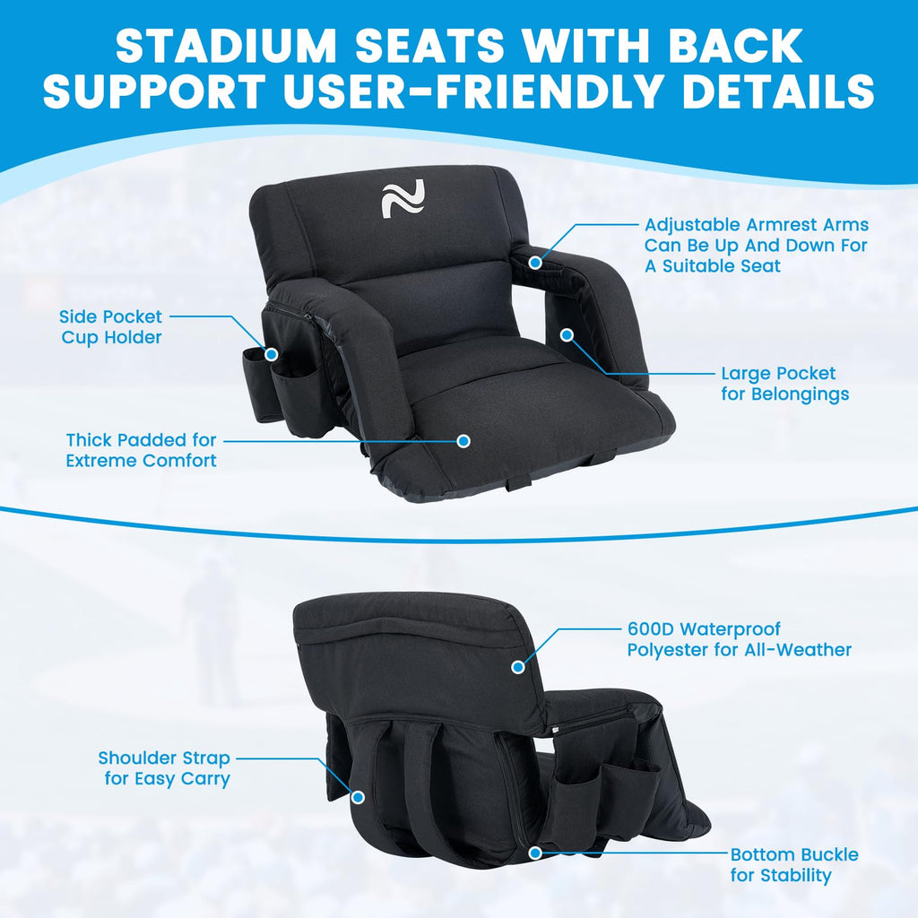 4.7" Extra Thick Stadium Seats for Bleachers with Back Support U86654