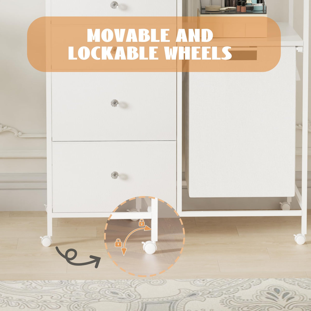 White 4 Drawer Changing Station Dresser with Laundry Hamper X37608