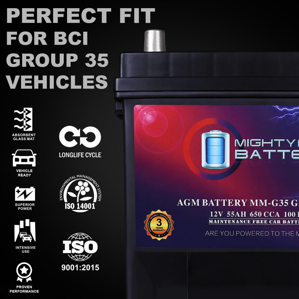 12V 55Ah AGM Replacement Battery J426
