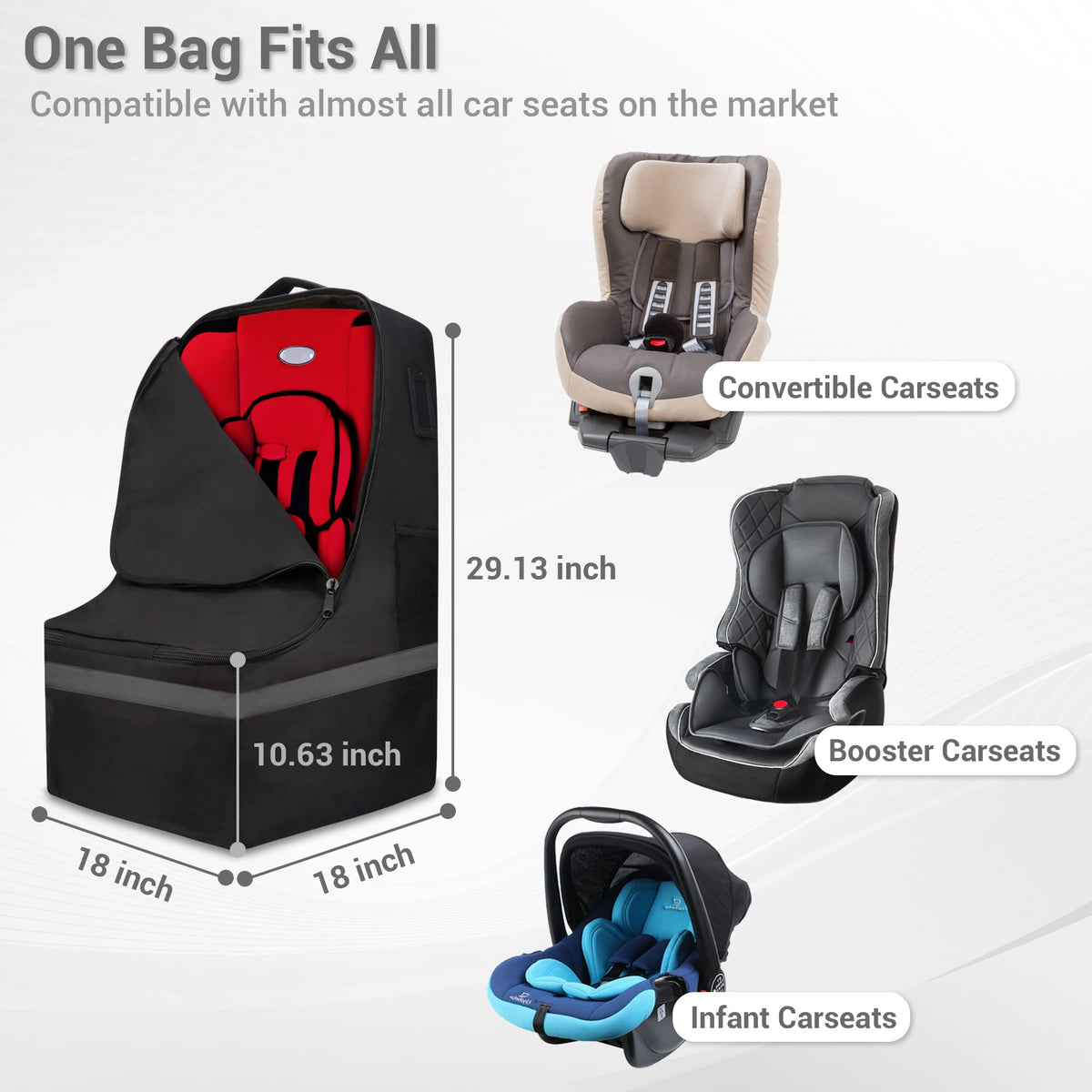 Padded Gray Car Seat Travel Bag X4707